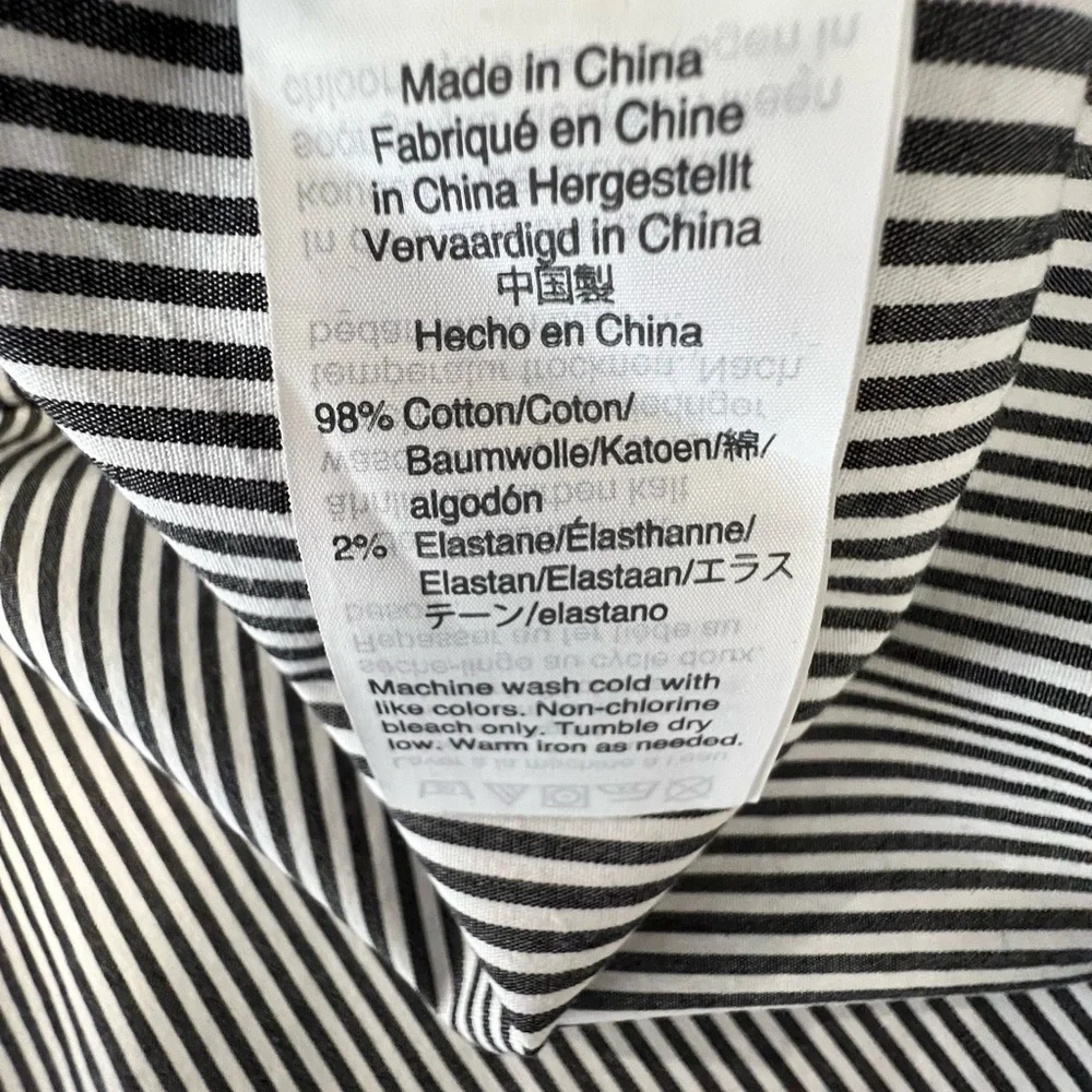 J. Crew women long sleeve striped shirt blouse top with pocket black white small